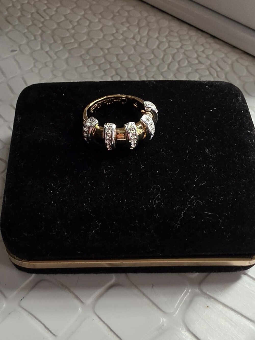 Gold and Silver Pave Ring Set by Camille Lucie